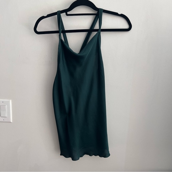 Free People Jemma Tank in Green Satin - Picture 4 of 6